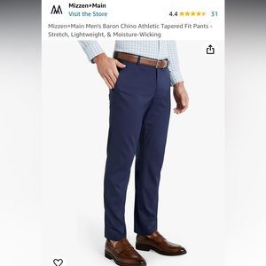 Men’s Mizzen and Main Baron Trim Chino Pant Navy NWOT